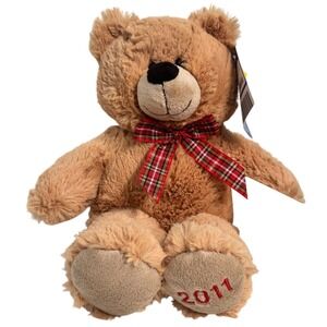 Build A Bear Winter Wishes Teddy Bear 2011 Plush Red Plaid Bow Vintage NWT Tag